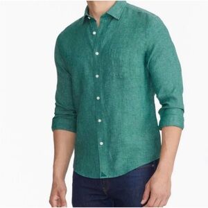 UNTUCKit Novack Men’s Green 100% Linen Wrinkle Resistant Button-Down Shirt - L